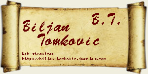 Biljan Tomković vizit kartica